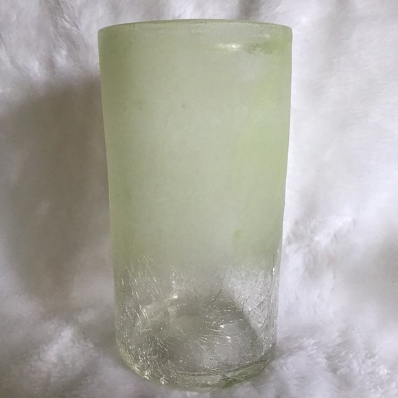 Hand Blown Tall Glass Art Vase or Pillar Candle Holder Color Sea Glass Green - Picture 1 of 7